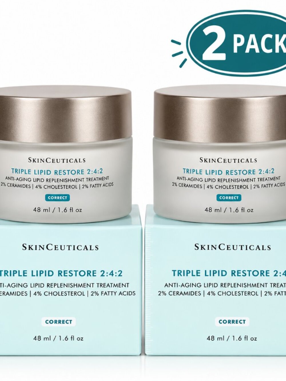 2 Pack SkinCeuticals Triple Lipid Restore 2:4:2 Anti-Aging Cream 1.6 oz / 48ml –